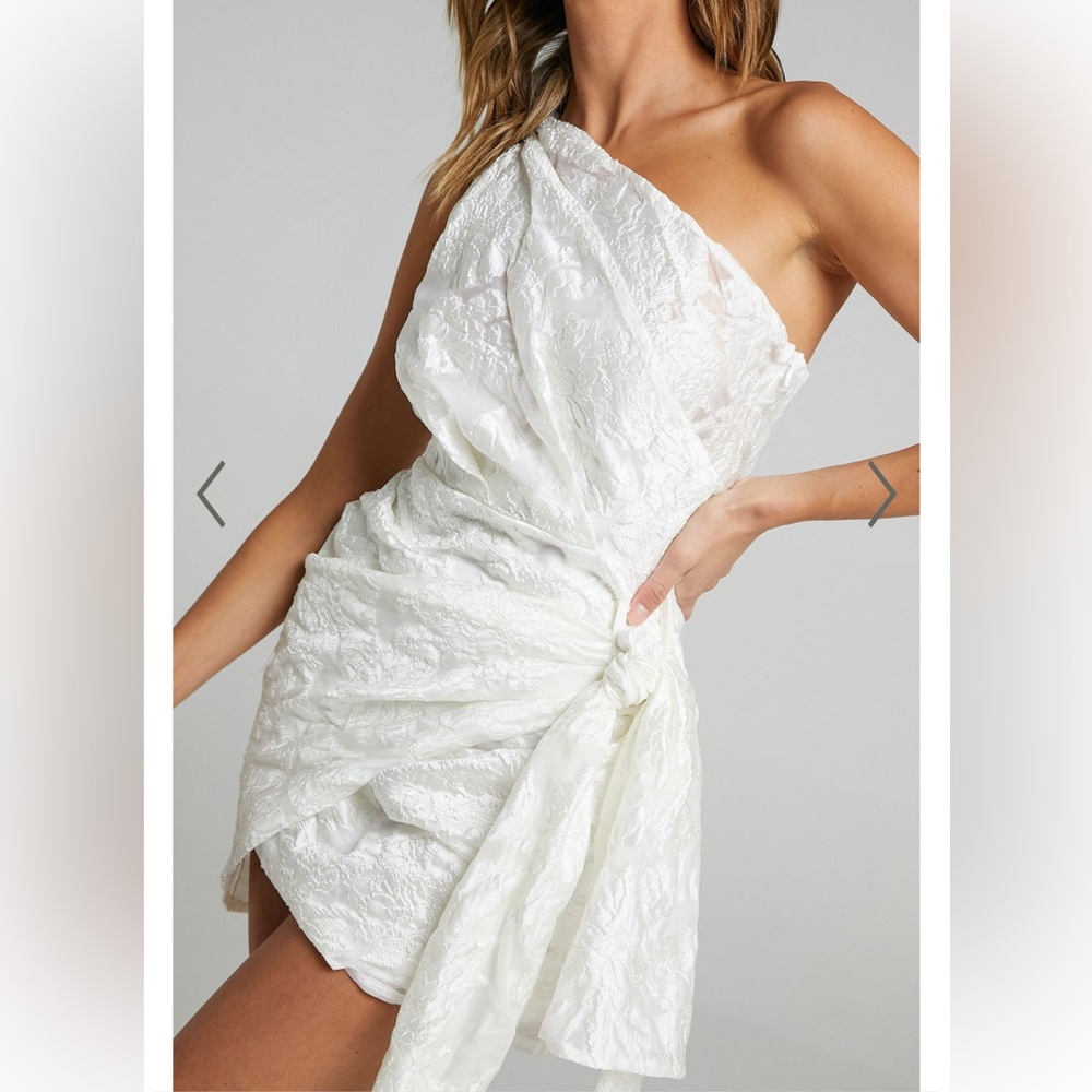 Showpo Ivory One Shoulder Dress